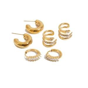 Stainless Steel Cubic Zirconia Geometric Hip Hop Stud Earring